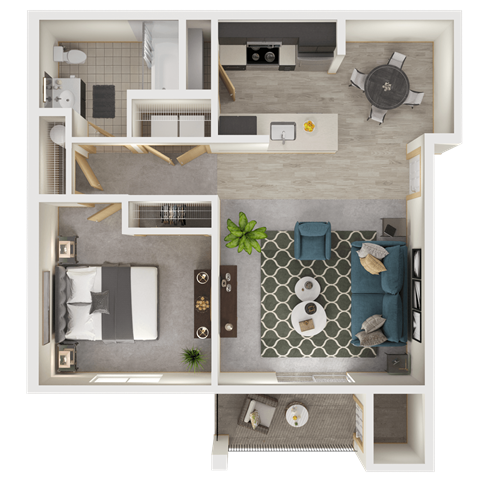 Floor plan for 1 bed, 1 bath, 816 sqft